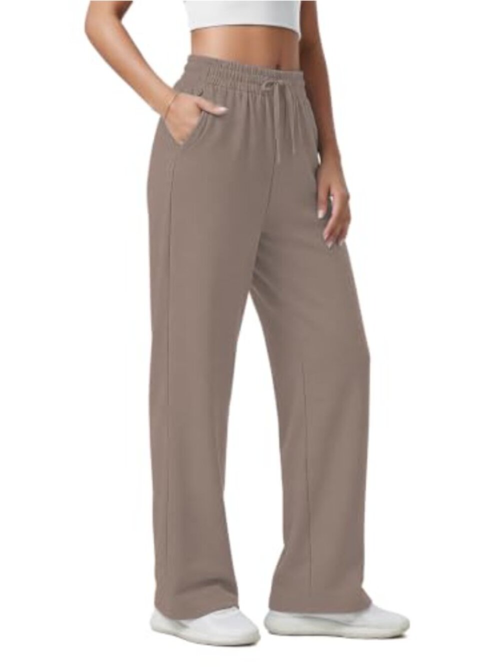Womens Cotton Sweatpants Straight Leg Jogging Pants with Pockets
